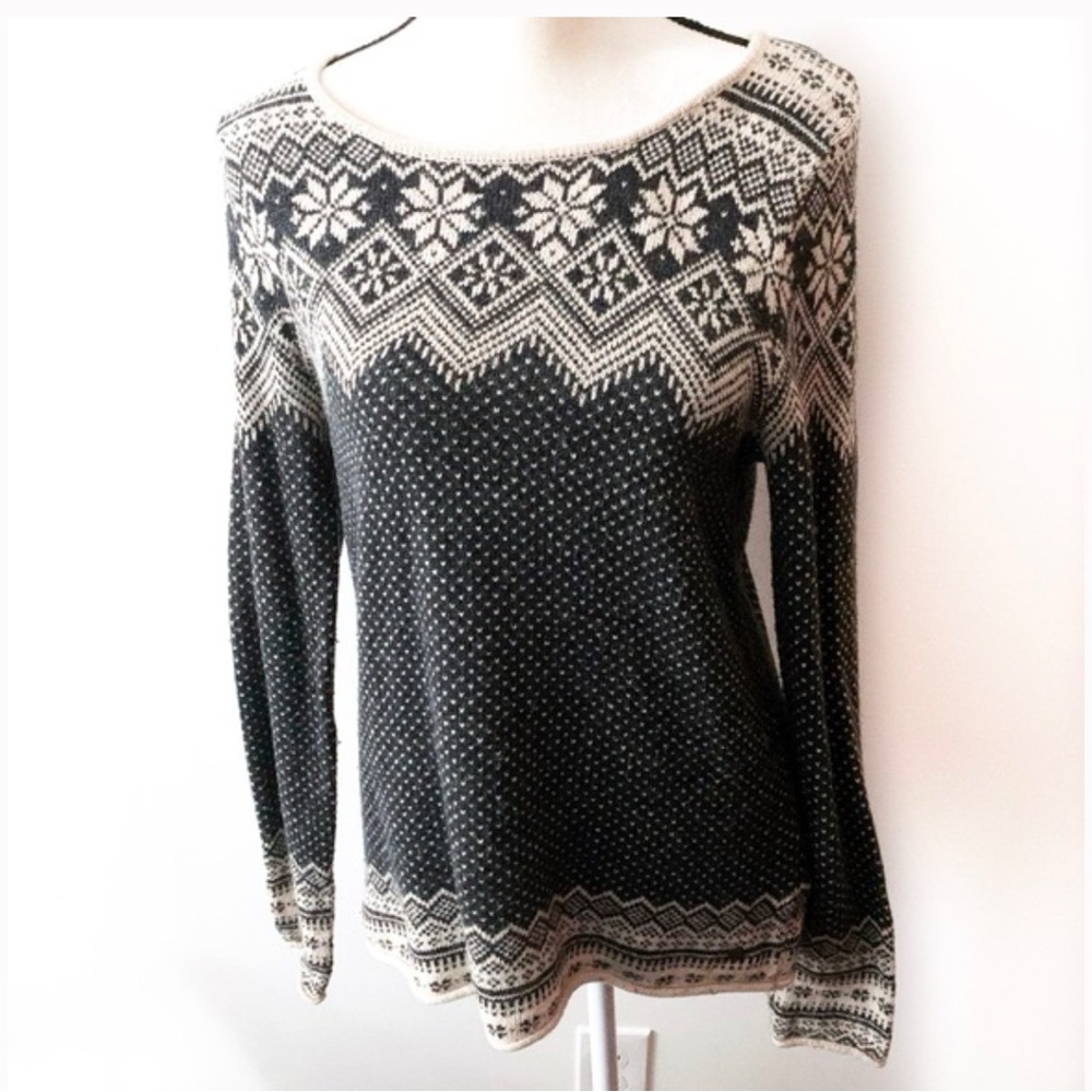 Fair Isle Alpaca Blend Scoop Neck Sweater
